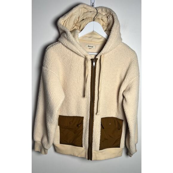 Madewell Cream Sherpa Utility Jacket with Brown Pocket Accents - Picture 5 of 12